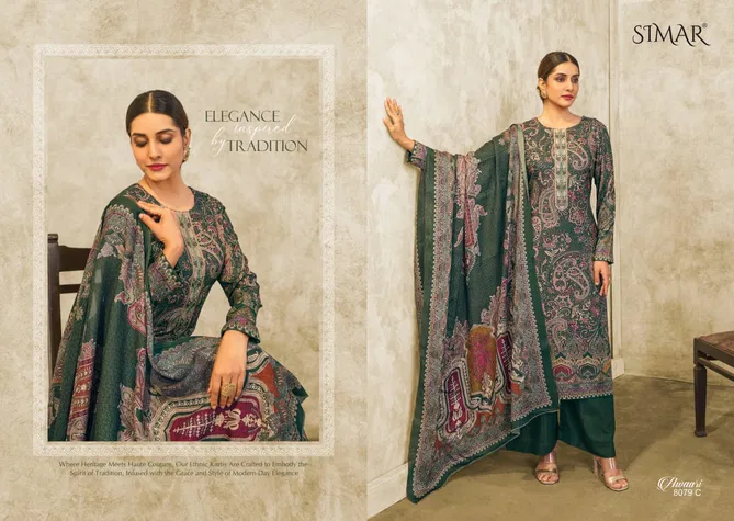 Awaari By Glossy Embroidery Pashmina Dress Material Wholesalers In Delhi